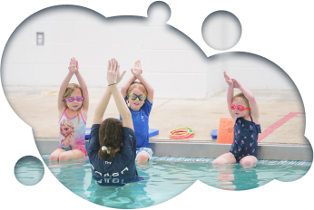 Swim instructor teaching kids